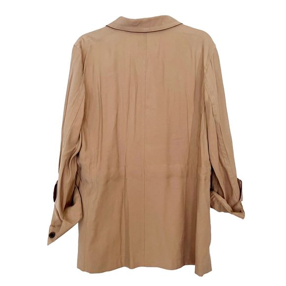 NWT Talbots Military Field Utility Jacket Drawcord Waist Shacket Tan Roll Tab XL - Picture 7 of 15